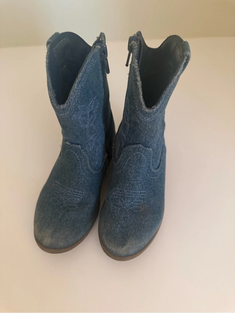 Denim and metallic pink Cowboy Ankle Boots girls fun festival bohemian comfy